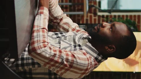 Vertical video: Young creative developer working on 3d engineering or cgi Video stock 223958191