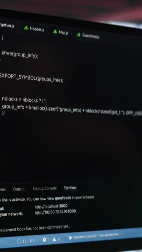 Vertical Video Young IT engineer typing code on computer and running script Stock Footage 307644884