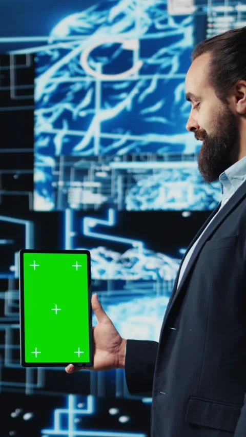 Vertical Video Young IT specialist implements artificial intelligence with Stock Footage 310704164