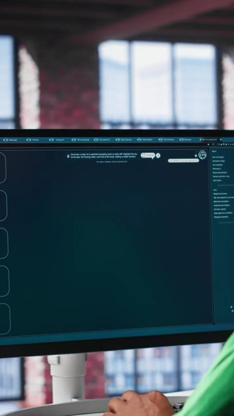 Vertical Video Young person uses software combining data and machine learning Stock Footage 307647032