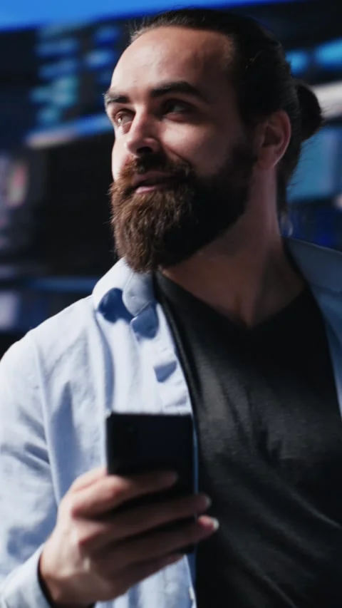 Vertical Video Young user enjoying online web connection on applications, Stock Footage 310702816