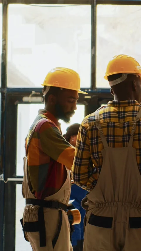 Vertical video: Young workers scanning boxes with barcodes Video stock 231978763