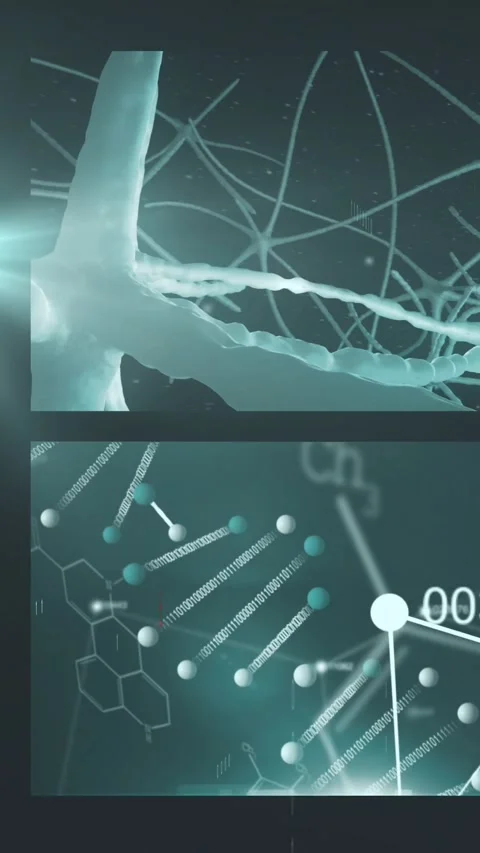 Vertical video: Zooming, causing neural trunk branching, lower binary flowing, Stock Footage 329913329