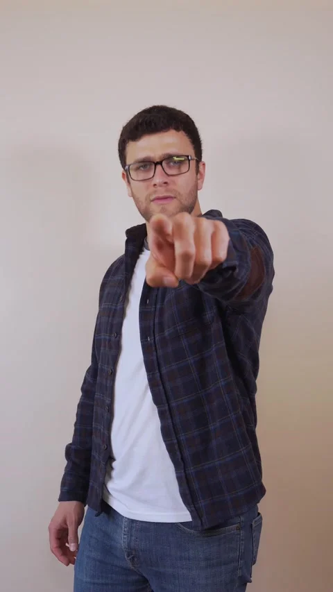Vertical video.attractive white man, talking to you angrily. Stock Footage 236678043