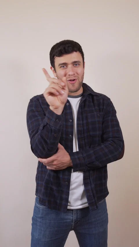 Vertical video.White man,looking at the camera and saying not.Not a good idea Stock Footage 236678282
