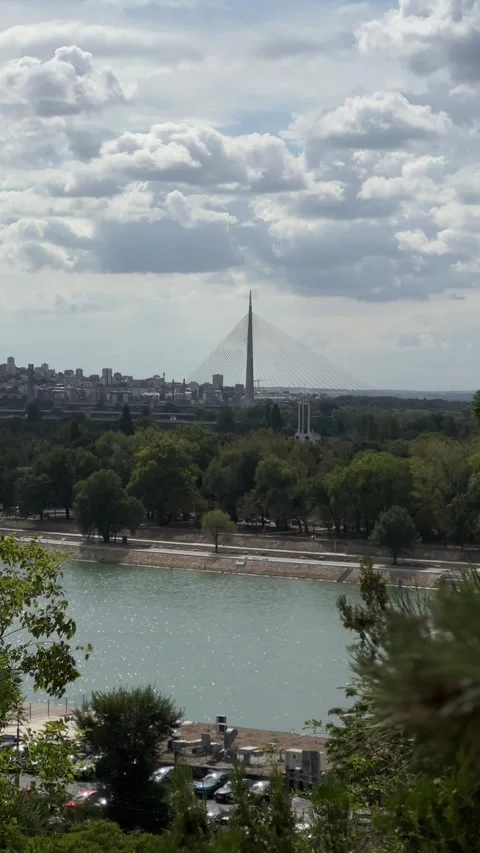 Vertical view of Ada Bridge Stock Footage 346183952