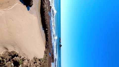 Vertical view of the Algarve Coast in Winter, south of Portugal Stock Footage 146475895