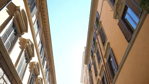 Vertical view angle of the streets of Rome on a sunny day, Italy Stock Footage 93189502