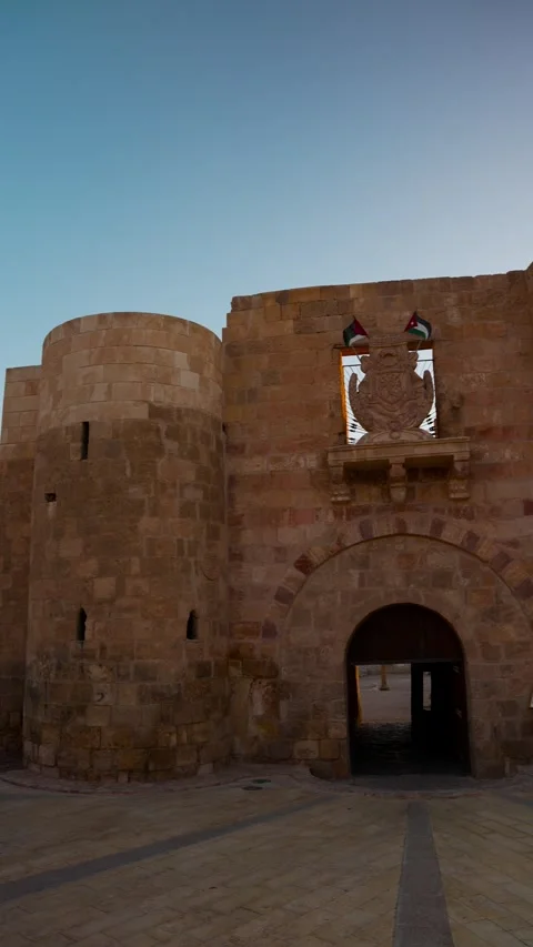 Vertical view of Aqaba Castle with panoramic perspective Stock Footage 332485271