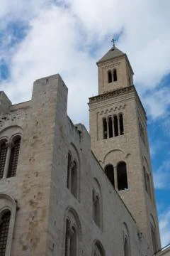 Vertical View of the Back Side of The Cathedral of San Basilio and Its Bellto 库存照片