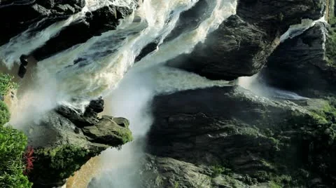 Vertical view Barron Falls, Queensland, Australia Stock Footage