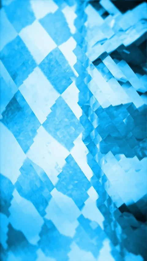 Vertical view of a blue and light blue diamond checkered pattern on soft Stock Footage 329378690