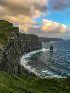 Vertical View of Cliffs of Moher at Sunset Stock Photos