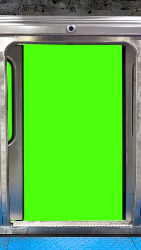 A vertical view close-up of modern stainless steel subway train doors Stock Footage 321704070