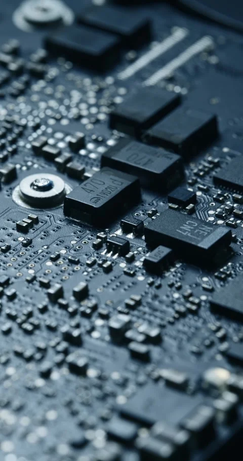 Vertical View of Complex Circuit Board  Microchips and Components 動画素材 294376897