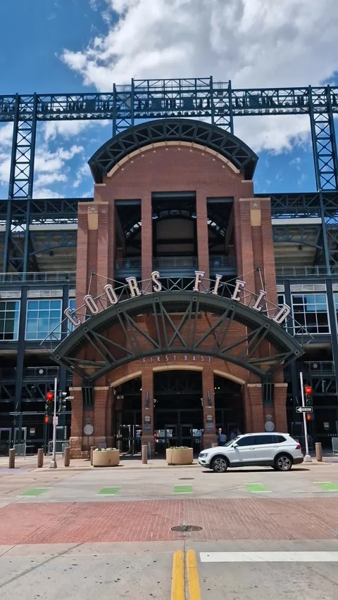 Vertical View of Coors Field Baseball Stadium First Base Entrance, Denver Stock Footage 342720252