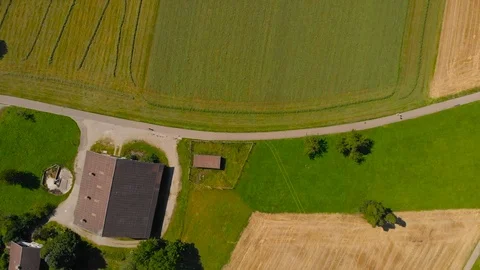 Vertical view of countryside from above - 2K Stock Footage 114384375