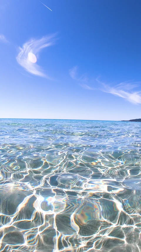 Vertical view of crystal clear water in Sardinia Stock Footage 332303411