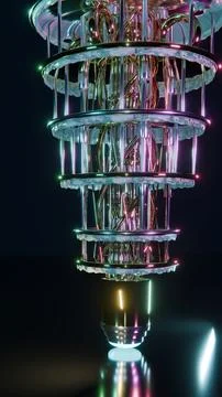 Vertical View of Cyber Quantum Computer, Vertical 9:16 Photo Stock Photos