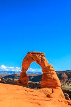 Vertical view of delicate arch Stock Photos