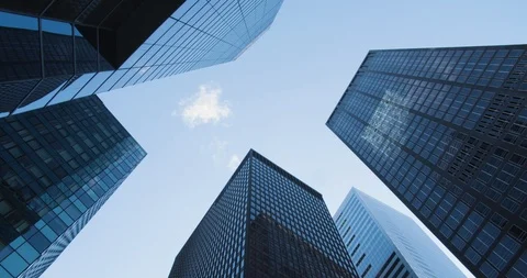 Vertical View of Downtown Buildings NYC Stock Footage 104792201