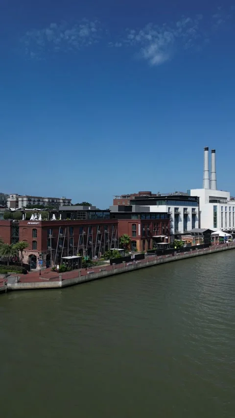 Vertical view of Downtown Savannah Stock Footage 247778086