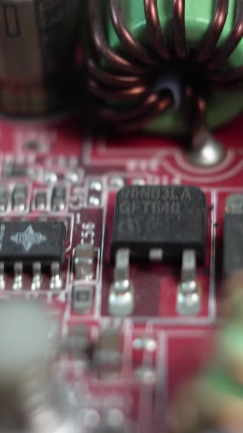 Vertical View of Electronic Waste, Computer Motherboard Components. Macro Close 스톡 동영상 328560282