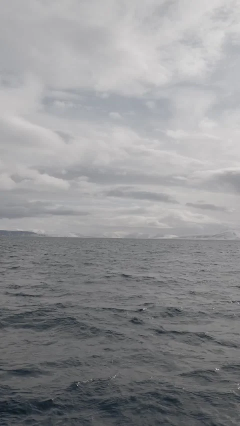 Vertical View From Expedition Ship Bow Sailing Through Arctic Fjord Stock Footage 340036472