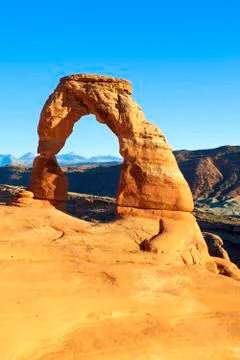 Vertical view of famous delicate arch Stock Photos