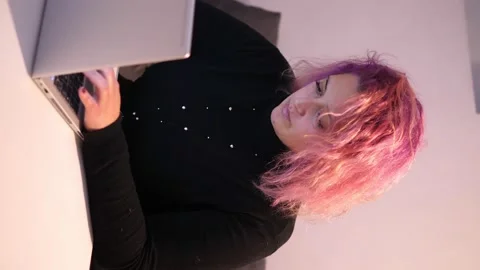 Vertical view of female freelancer working at home Stock Footage 167367768