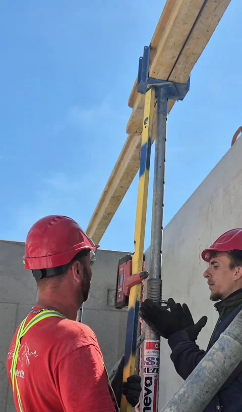 Vertical View of Formwork Assembly at Budapest Construction Site Stock Footage 334128863