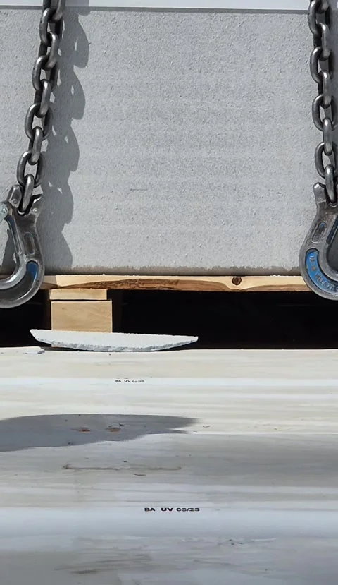 Vertical View of Heavy Lifting with Crane in Budapest Stock Footage 334550886