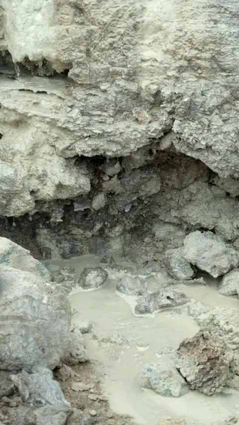 Vertical view of a hot spring that contains sulfur Stock Footage 319907769