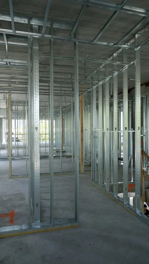 Vertical view of interior of building under construction specifically house Stock Footage 293851158