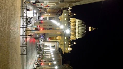 Vertical view of Main facade of the Basilica of San Pietro, Vatican. Rome Stock Footage 113223316