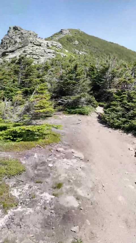 Vertical View of Mountain Valley Path Stock Footage 251655493