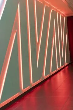 Vertical View of Neon Hall at Rome Fiumicino Airport Stock Photos