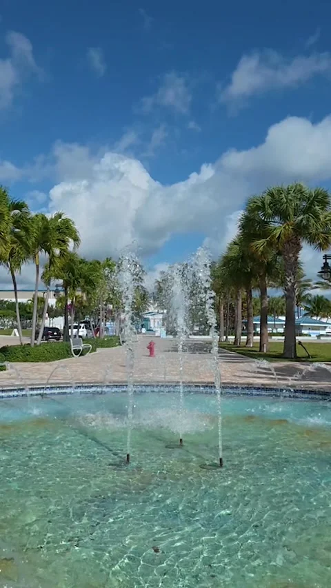Vertical View: The New Riviera Beach Marina Village Waterfront and Skyline Stock Footage 330103090