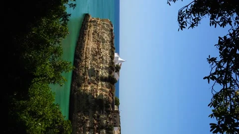 Vertical view of Nossa Senhora da Rocha chapel, Algarve, Portugal Stock Footage 141162358
