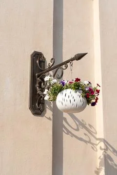Vertical view of Ornate Wall Mounted Hanging Flower Basket  Фото