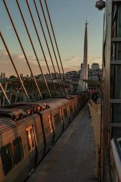 Vertical View of Passengers Waiting at Halic Metro Station Stock Photos