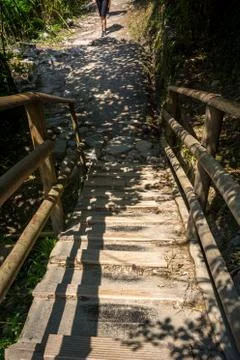 Vertical View of the Path between Corniglia and Vernazza at Summer. Stock Photos