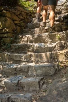 Vertical View of the Path between Corniglia and Vernazza at Summer. Stock Photos