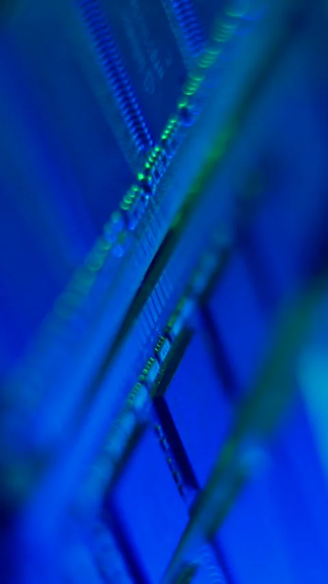 Vertical View of RAM Memory Sticks, Computer Hardware Macro Close Up Stock-Footage 326034055