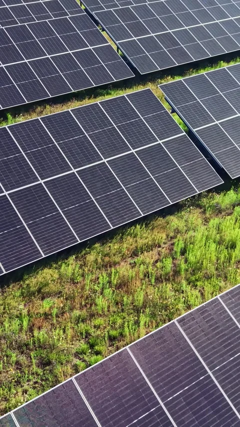 Vertical view. Renewable energy facility in rural landscape Stock-Footage 348631129