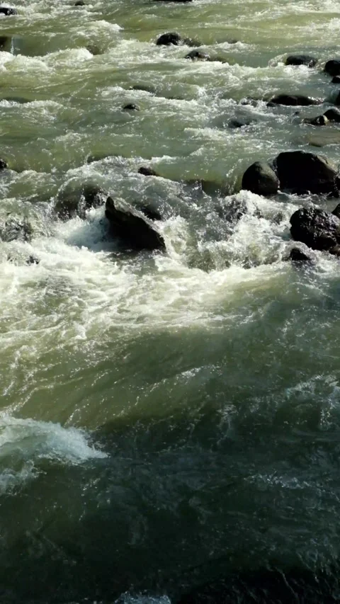 Vertical view of a rocky mountain river Stock Footage 320057767