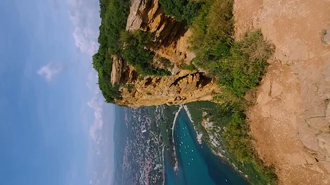 Vertical view from the Route des Cretes of the Cassis sea Stock Footage 98781012