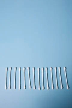 Vertical view of a row of q-tips Stock Photos