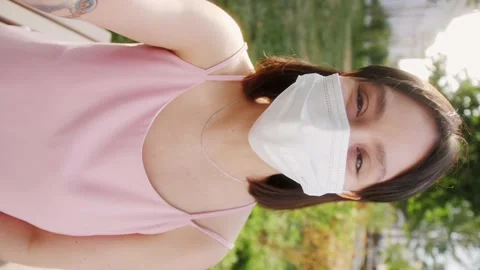 Vertical view selfie video call shot of beautiful young asian woman in Stock Footage 159800261