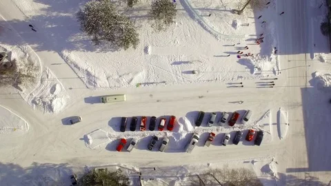 Vertical view of snowy roads and icy slide Stock Footage 73522279